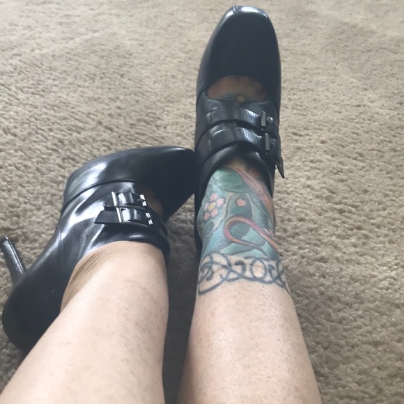 EUC Gorgeous MRKT Black Square Toe Shoes Sz 8.5 - Picture 5 of 8